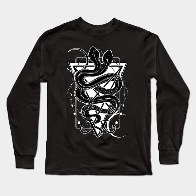 Two-headed snake and the Sigil of Lucifer Long Sleeve T-Shirt by Von Kowen